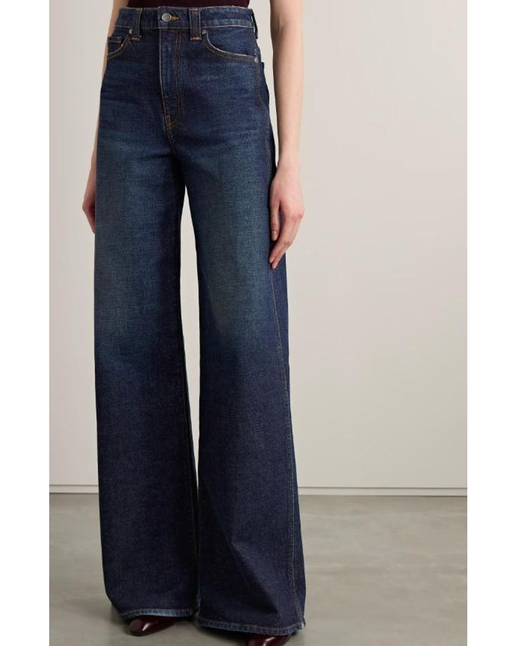 Khaite Blue Dane High Waisted Wide-Leg Jeans
