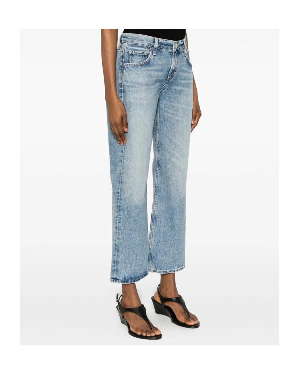 Citizens of Humanity Blue Faye Faded Straight-Leg Jeans