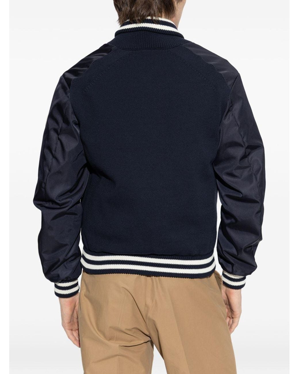 Moncler Blue Panelled Zip-Up Cardigan for men