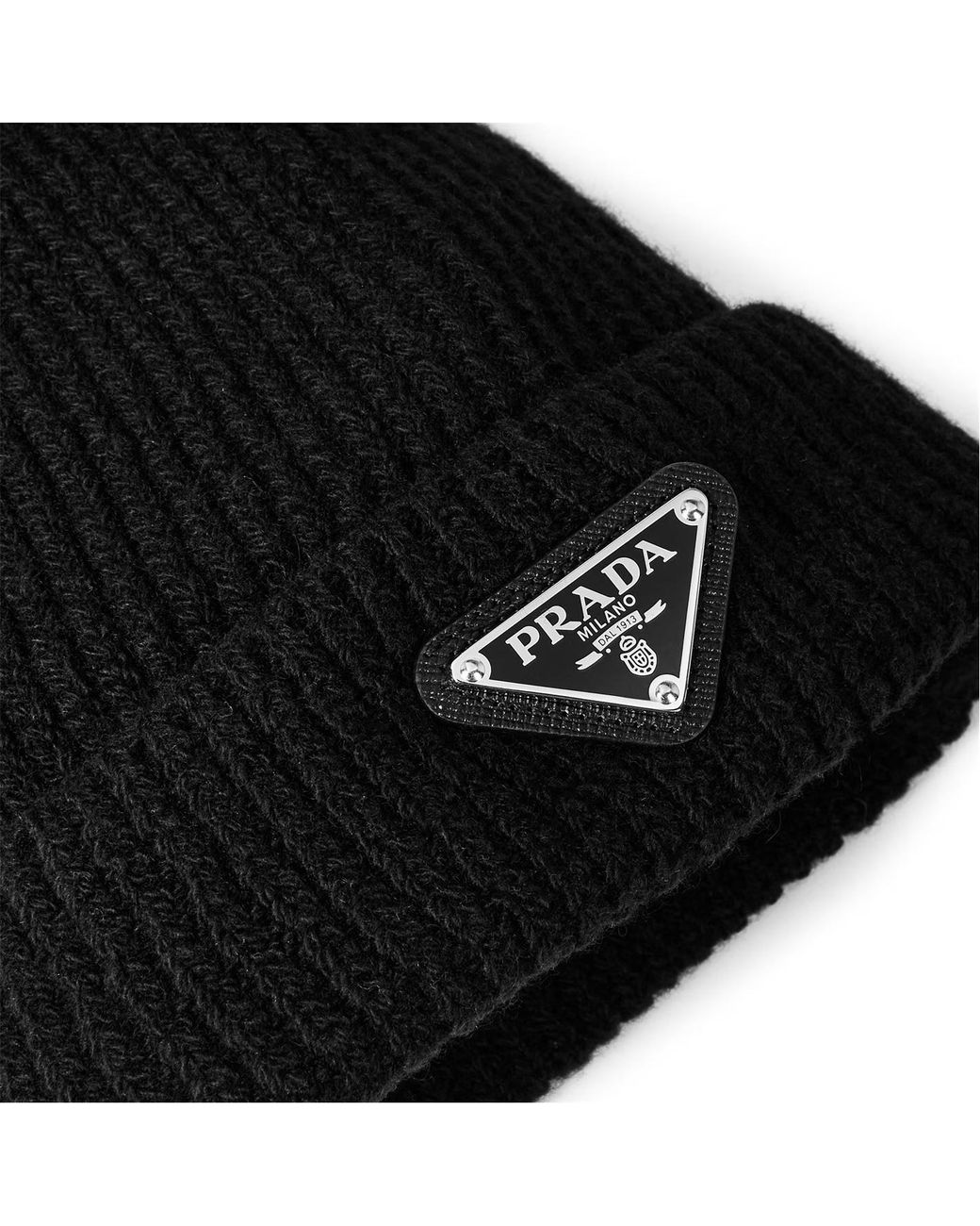 Prada Black Badge Logo Beanie for men