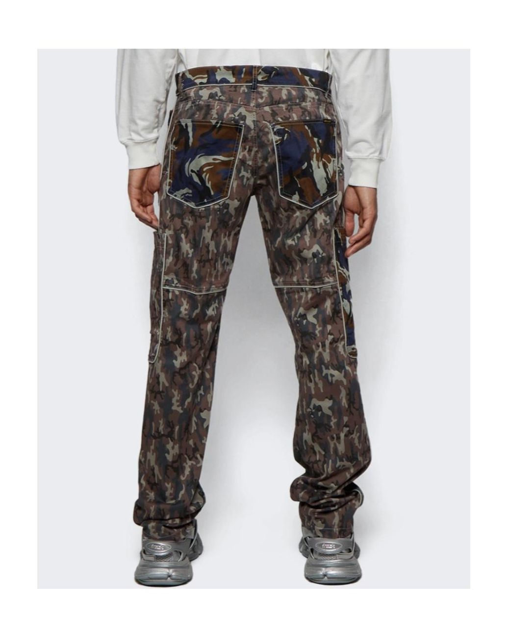 DIESEL Gray Multi-Pocket Camouflage Cargo Pants for men