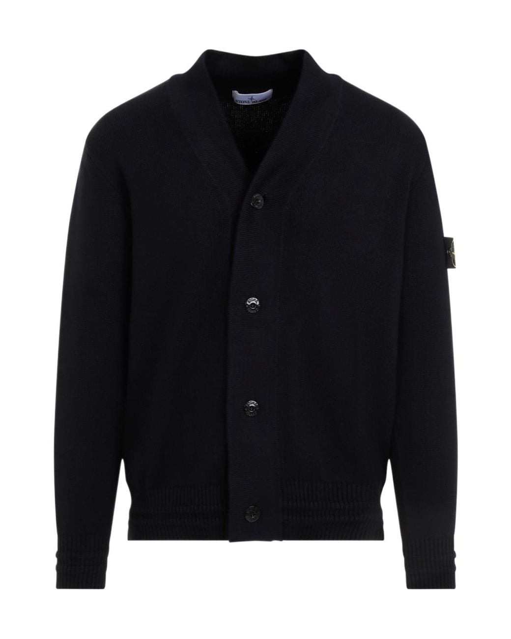 Stone Island Blue Logo Patch V-Neck Cardigan for men