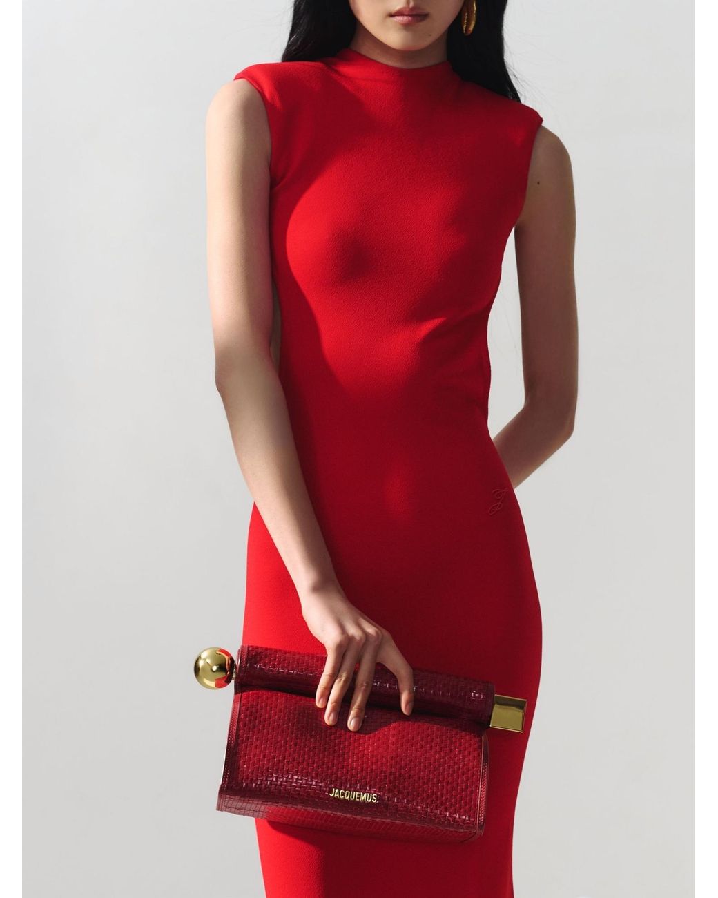 Jacquemus Red The Rond Carré Folded Clutch