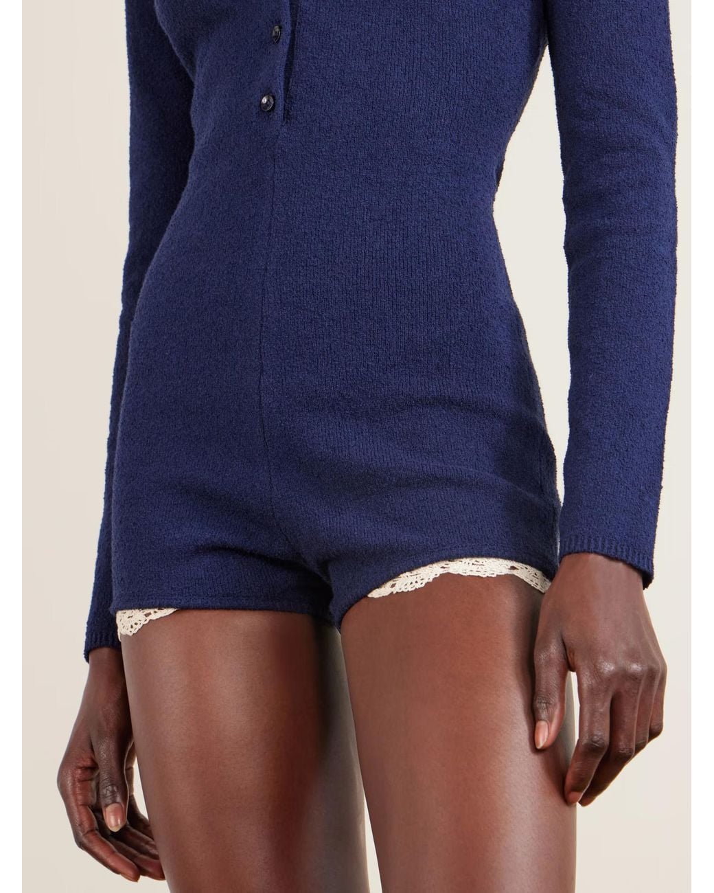 Magda Butrym Blue Terry Lace-Detailed Jumpsuit