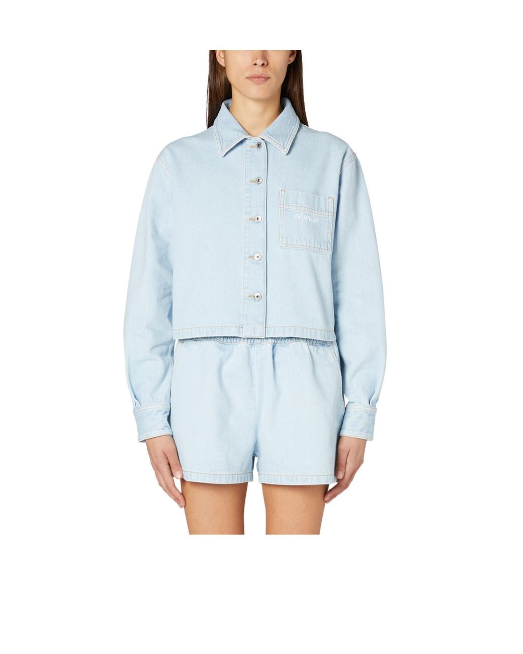 Off-White c/o Virgil Abloh Blue Button-Up Denim Shirt