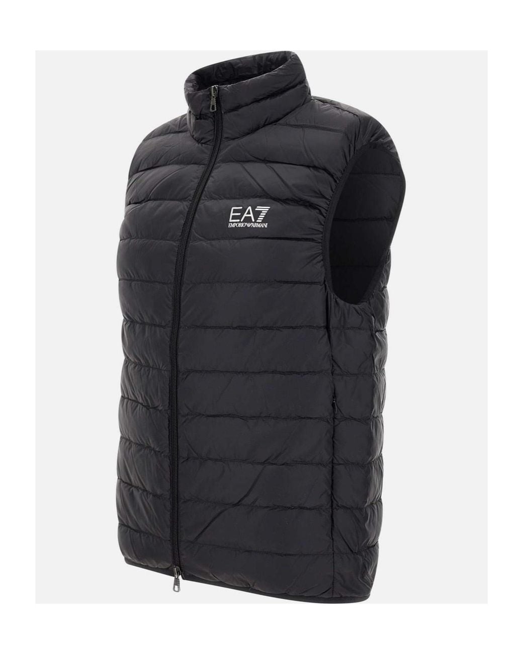 EA7 Black Logo Printed Quilted Padded Gilet for men