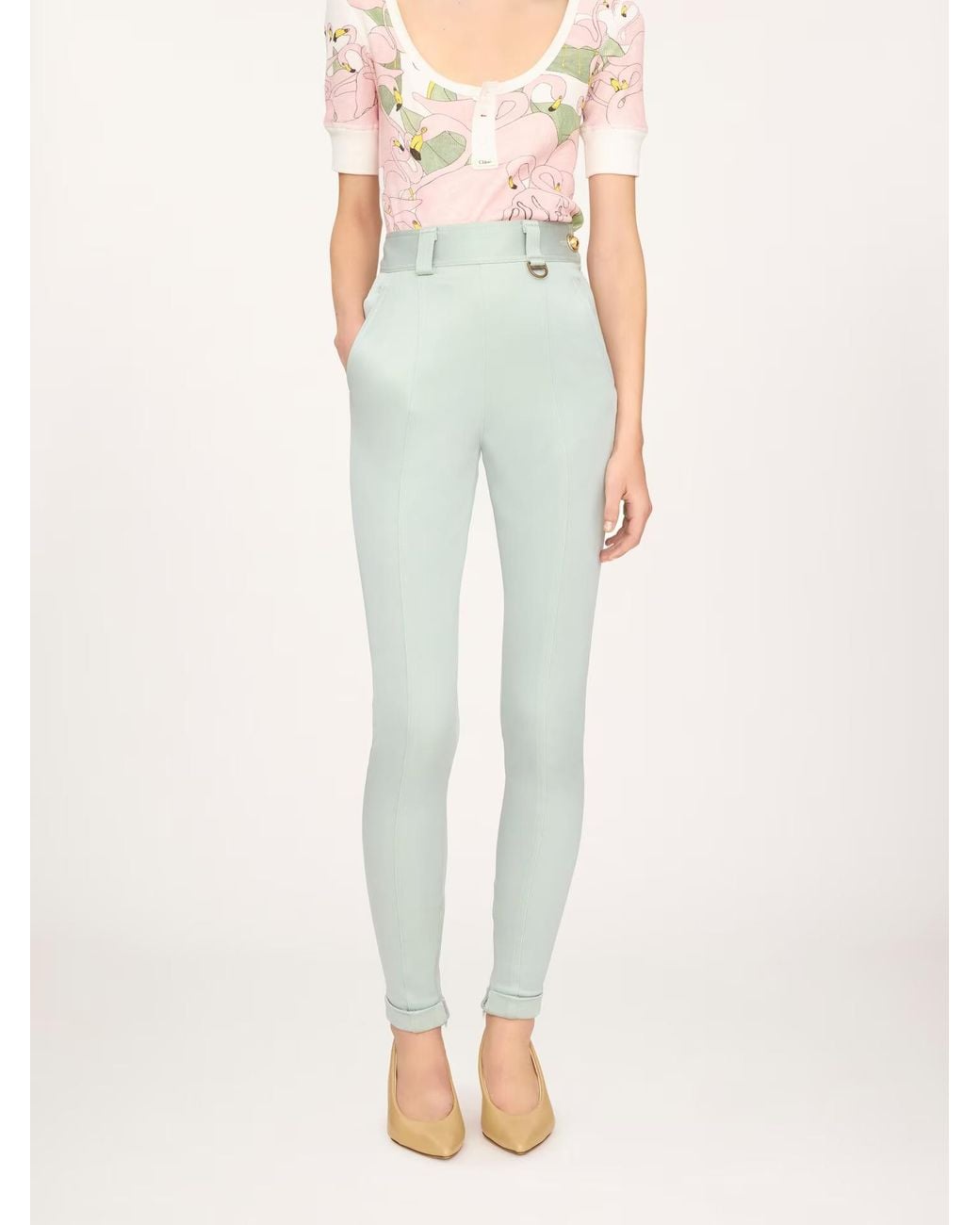 Chloé Green High-Waisted Knit Pants