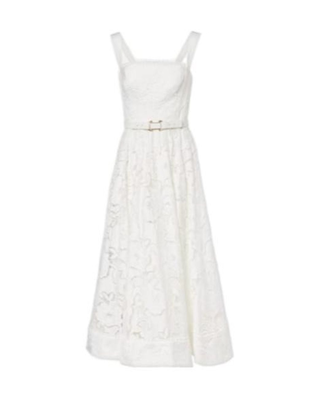 Rebecca Vallance White Ginger Floral Lace Midi Dress