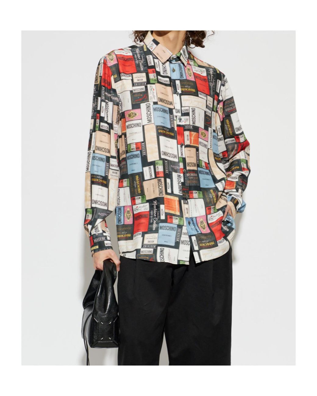 Moschino White Printed Long-Sleeved Shirt for men