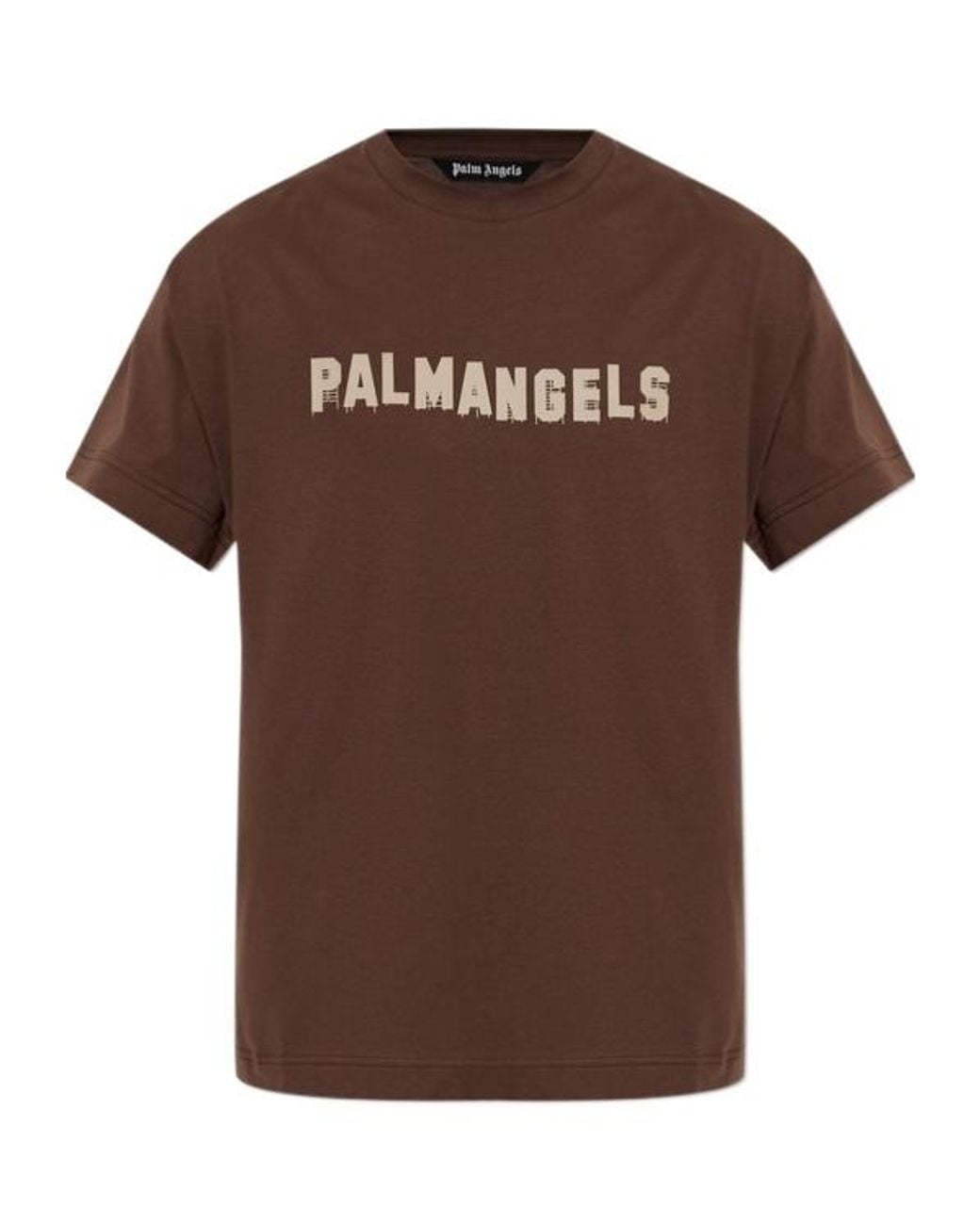 Palm Angels Brown Logo Print T-Shirt for men