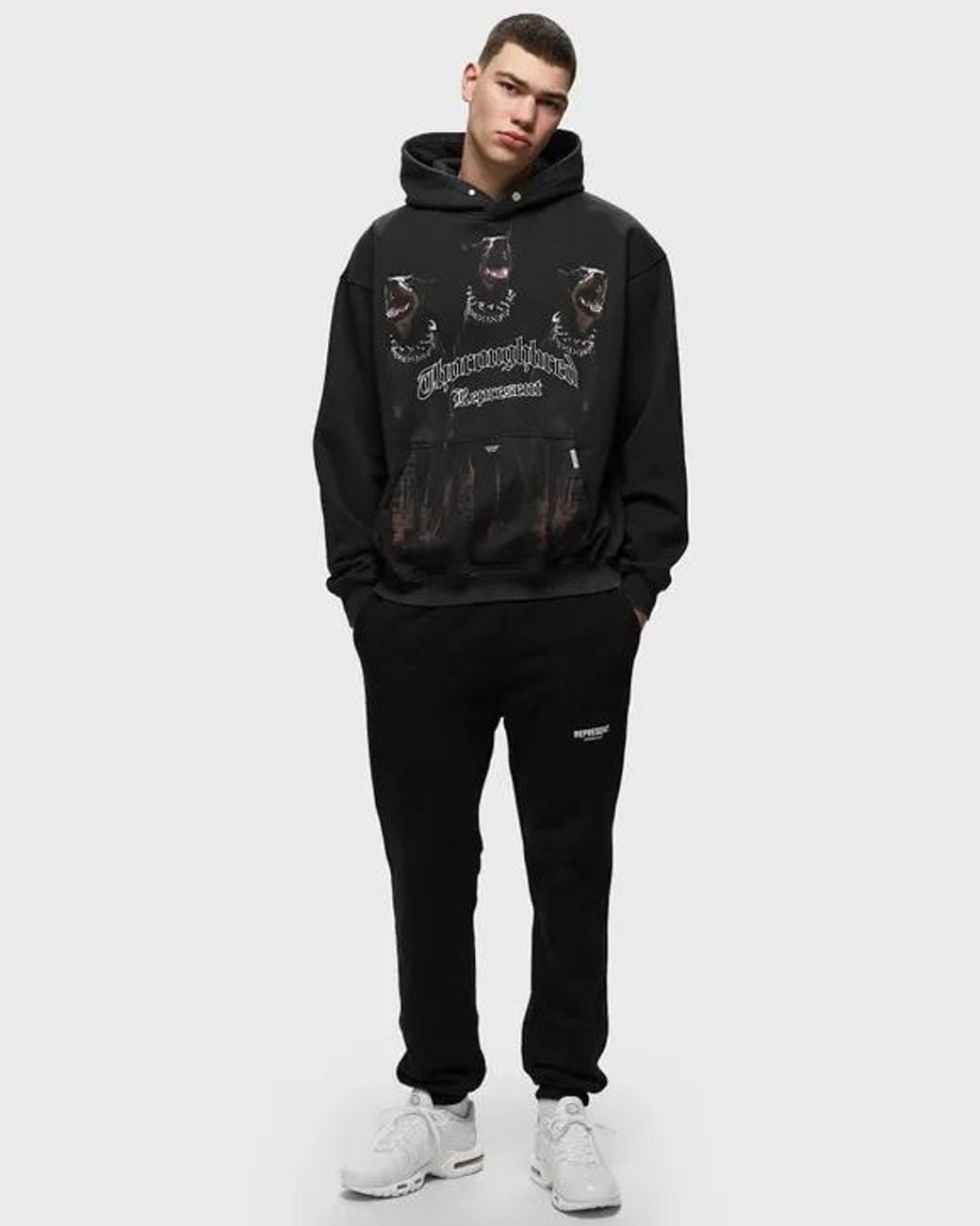 Represent Black Logo Logo Hooded Sweater for men