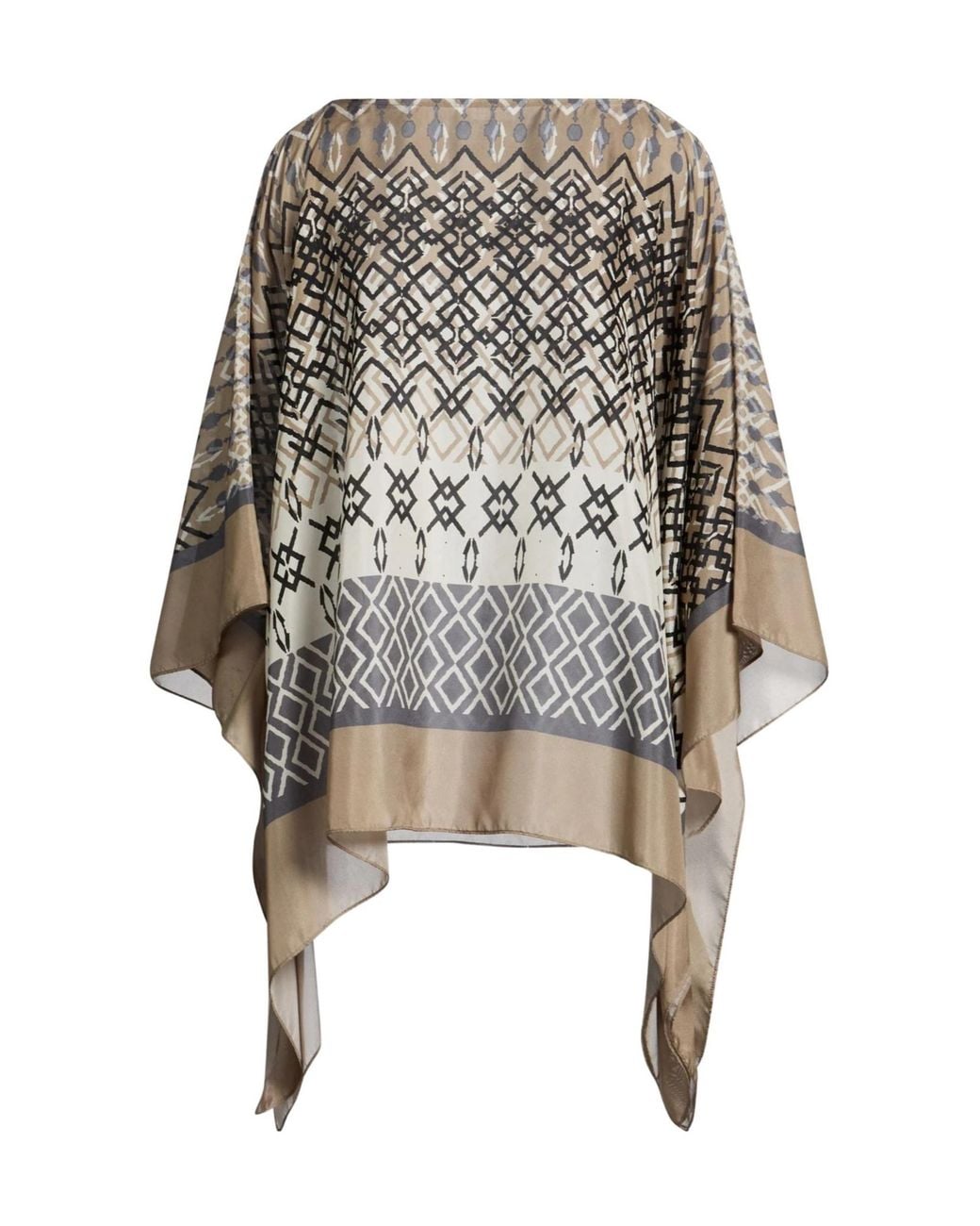 Brunello Cucinelli Green Colorful Satin Short-Sleeve Top