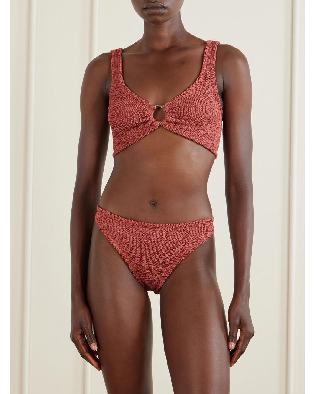 Hunza G Red Embellished Original Crinkle? Bikini
