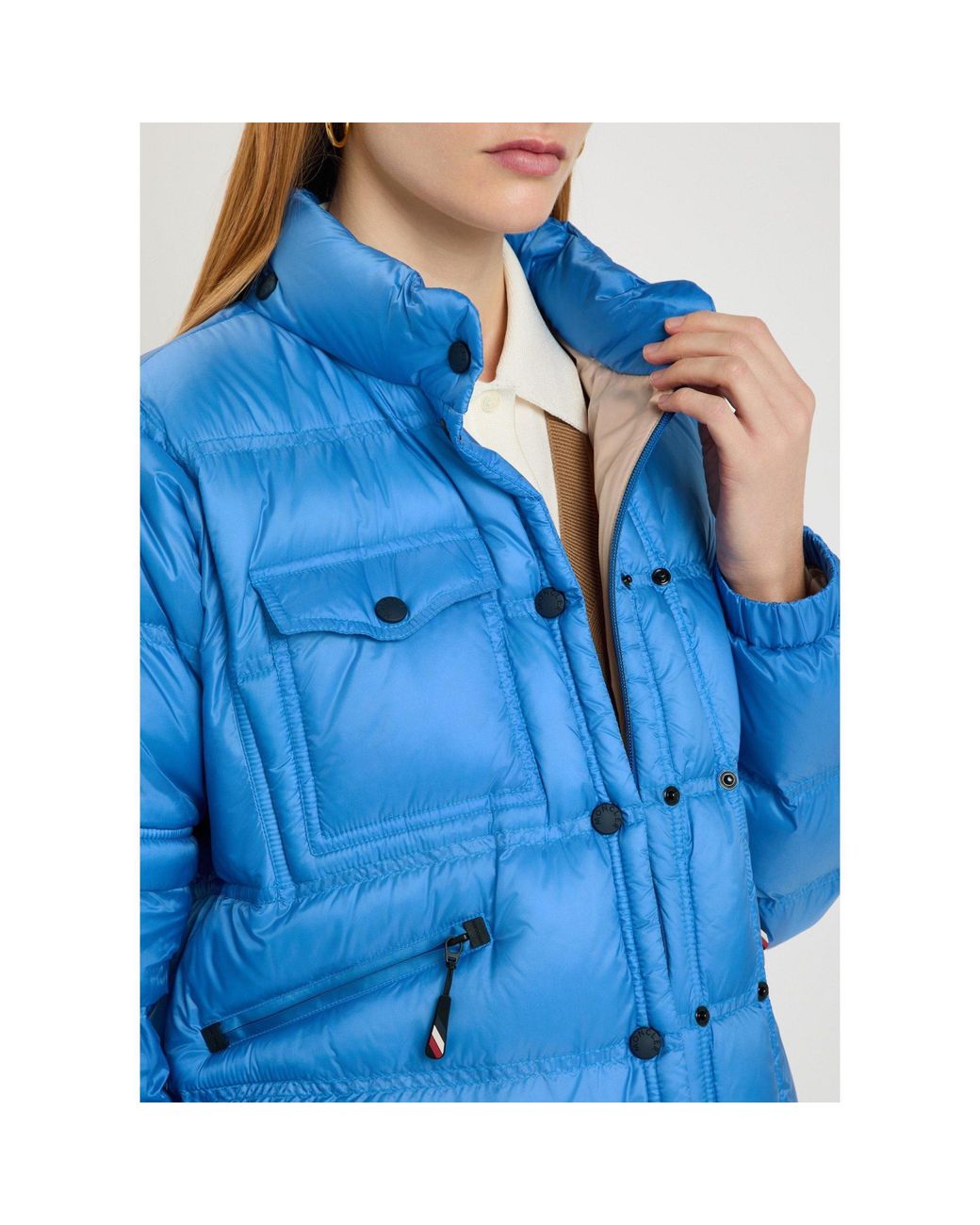 Moncler Blue Stand-Collar Short Down Jacket