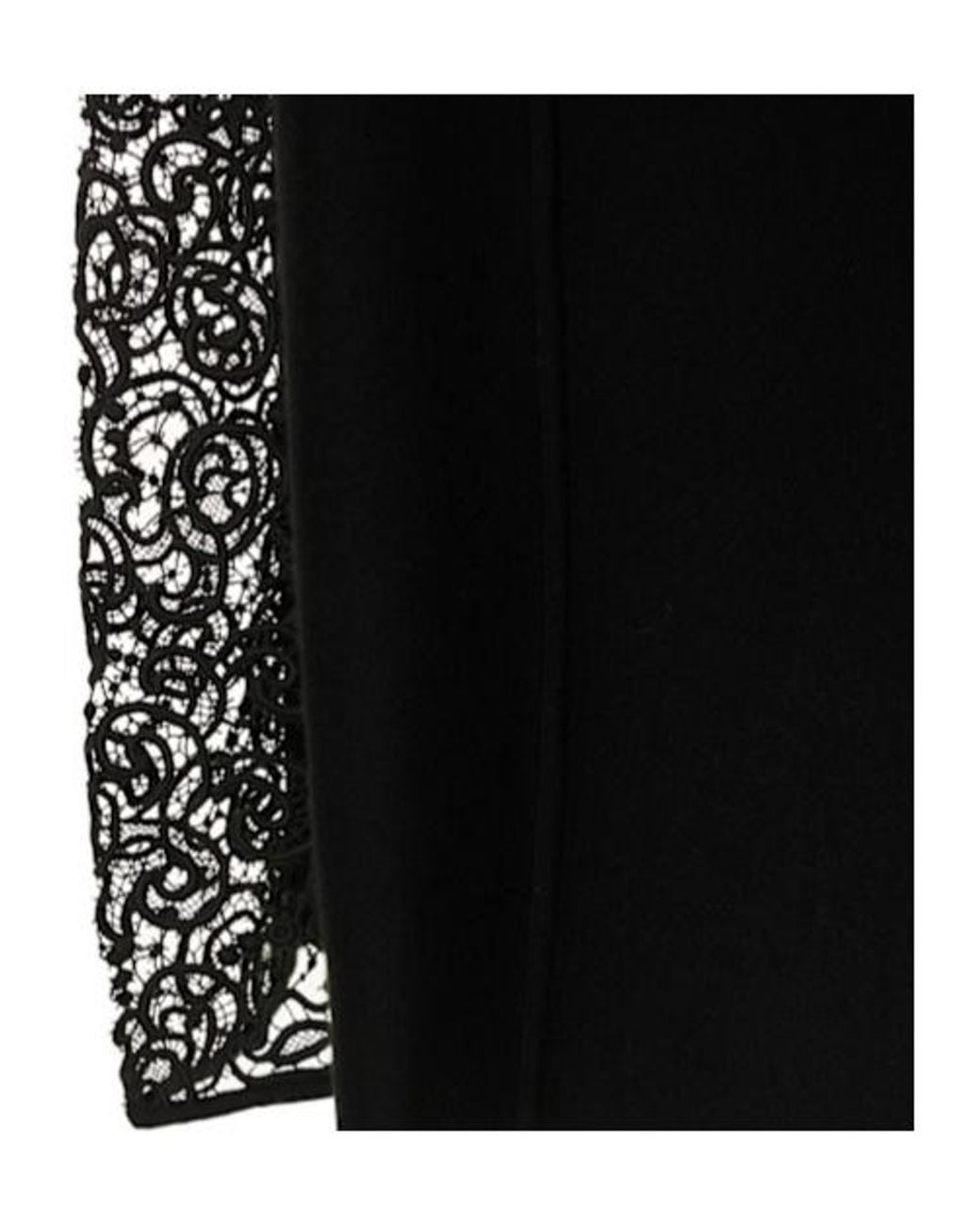 Gabriela Hearst Black Wool Knit Midi Skirt W/ Lace