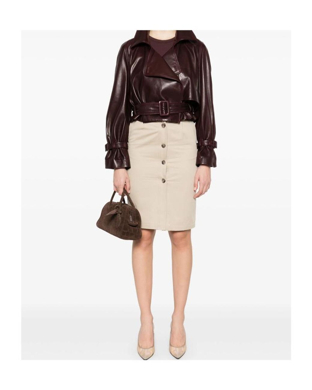 Anine Bing Natural Button-Down Skirt