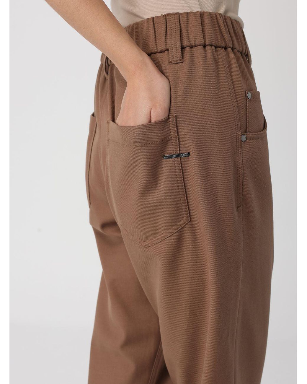 Brunello Cucinelli Gray High-Waisted Straight Leg Trousers