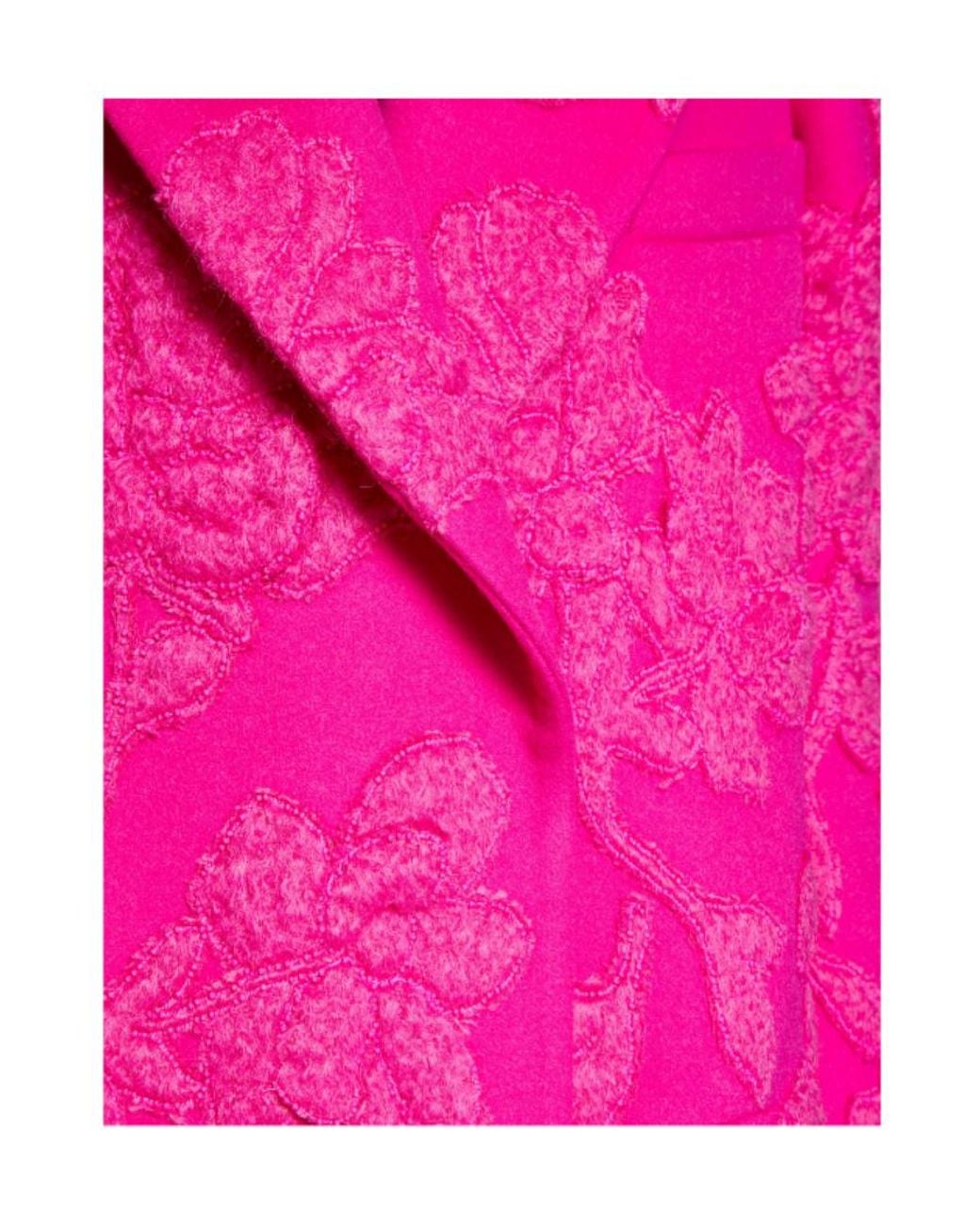 Valentino Pink Compact Drap Coat With Floral Embroidery