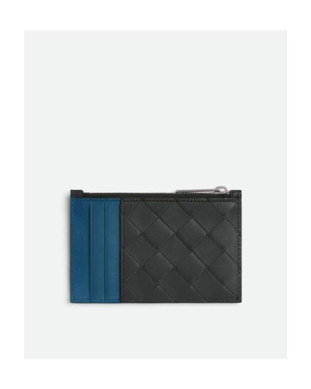 Bottega Veneta Blue Intrecciato Zipped Card Case for men