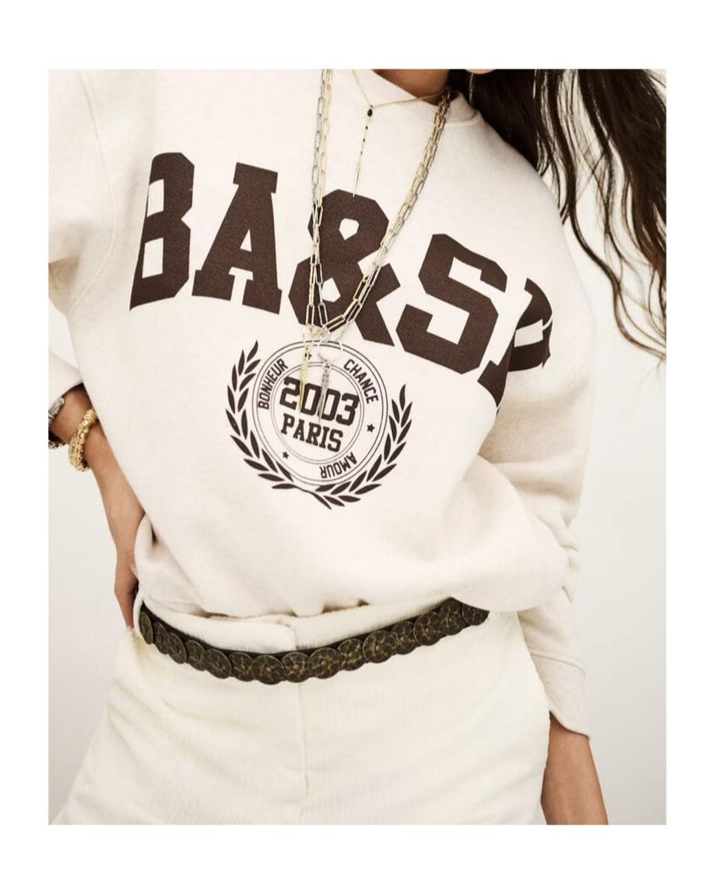 Ba&sh Natural Logo Crewneck Sweatshirt