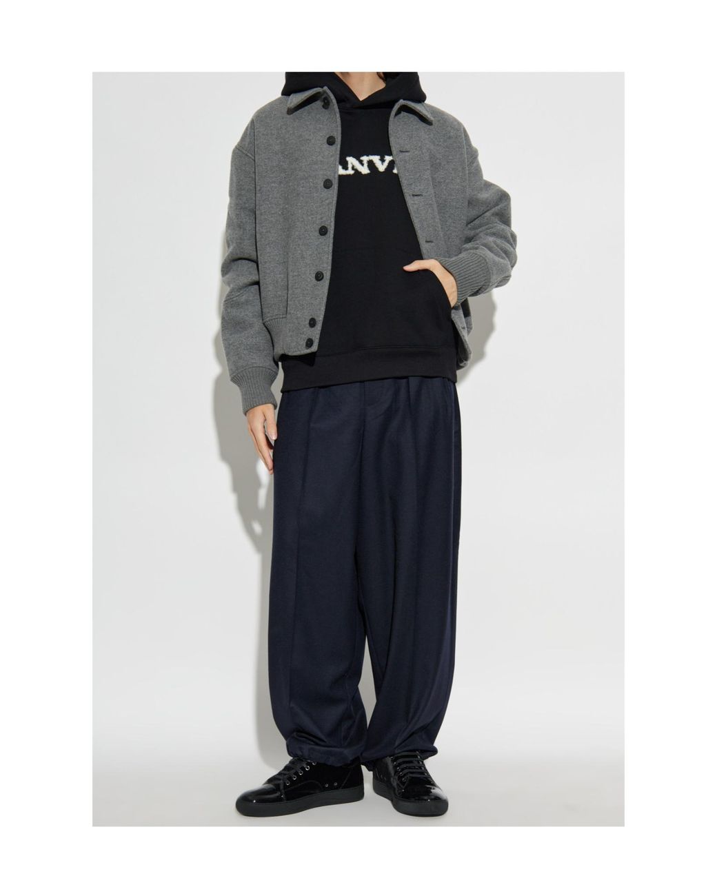 Lanvin Blue Logo Detailed Hoodie for men