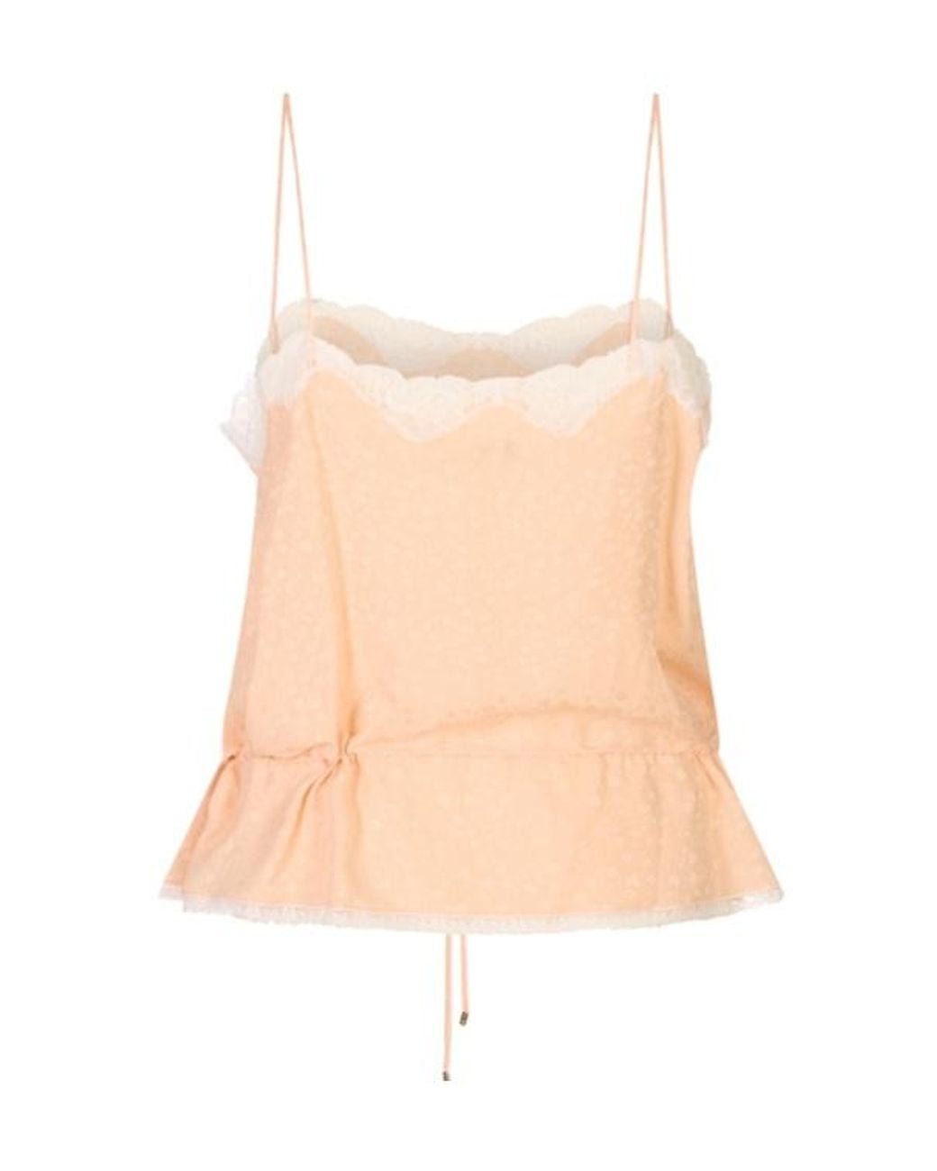 Chloé Pink Chloé Lace-Trim Peplum Camisole Top