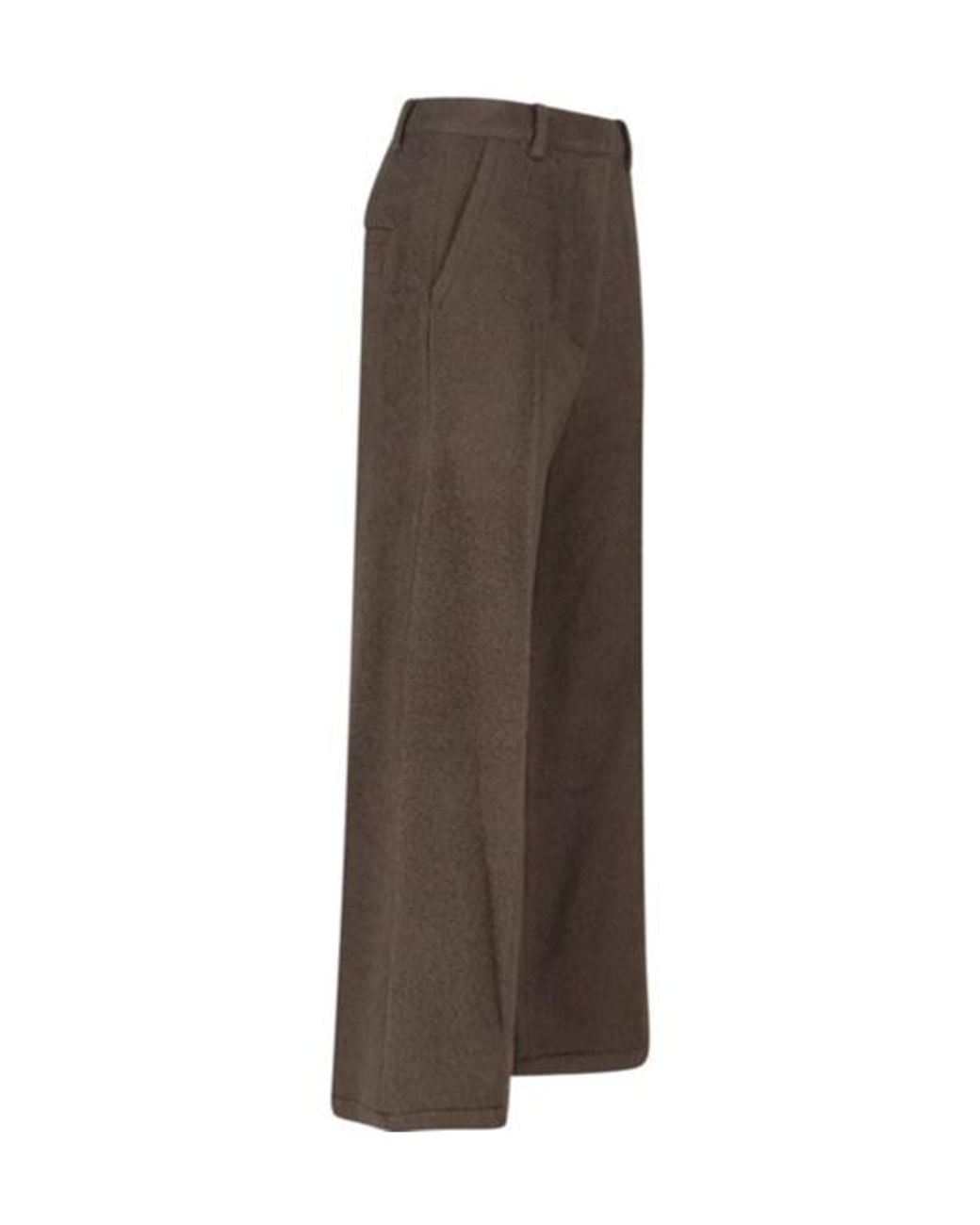 Low Classic Brown Pleated Straight-Leg Trousers