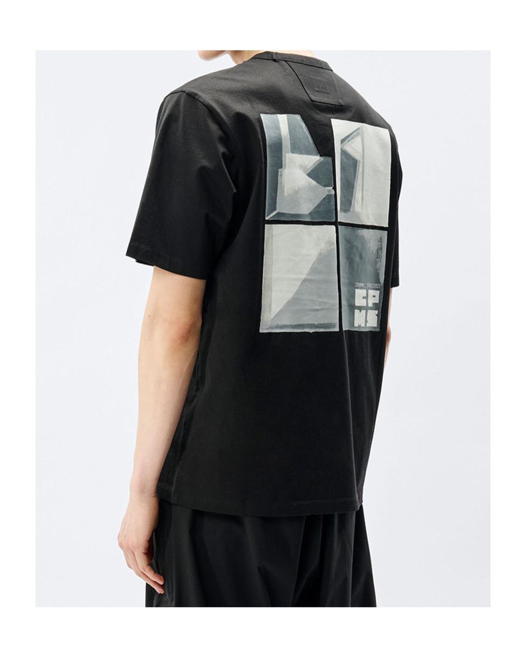 C P Company Black Metropolis Series Mercerized Jersey Short Sleeve Crewneck Architecture Graphic T-Shirt for men