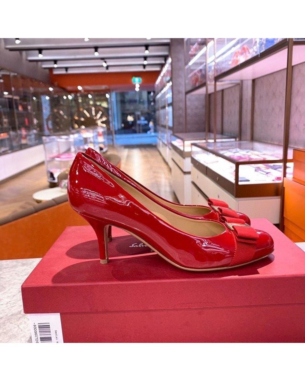 Ferragamo Red Carla 75Mm Leather Pumps