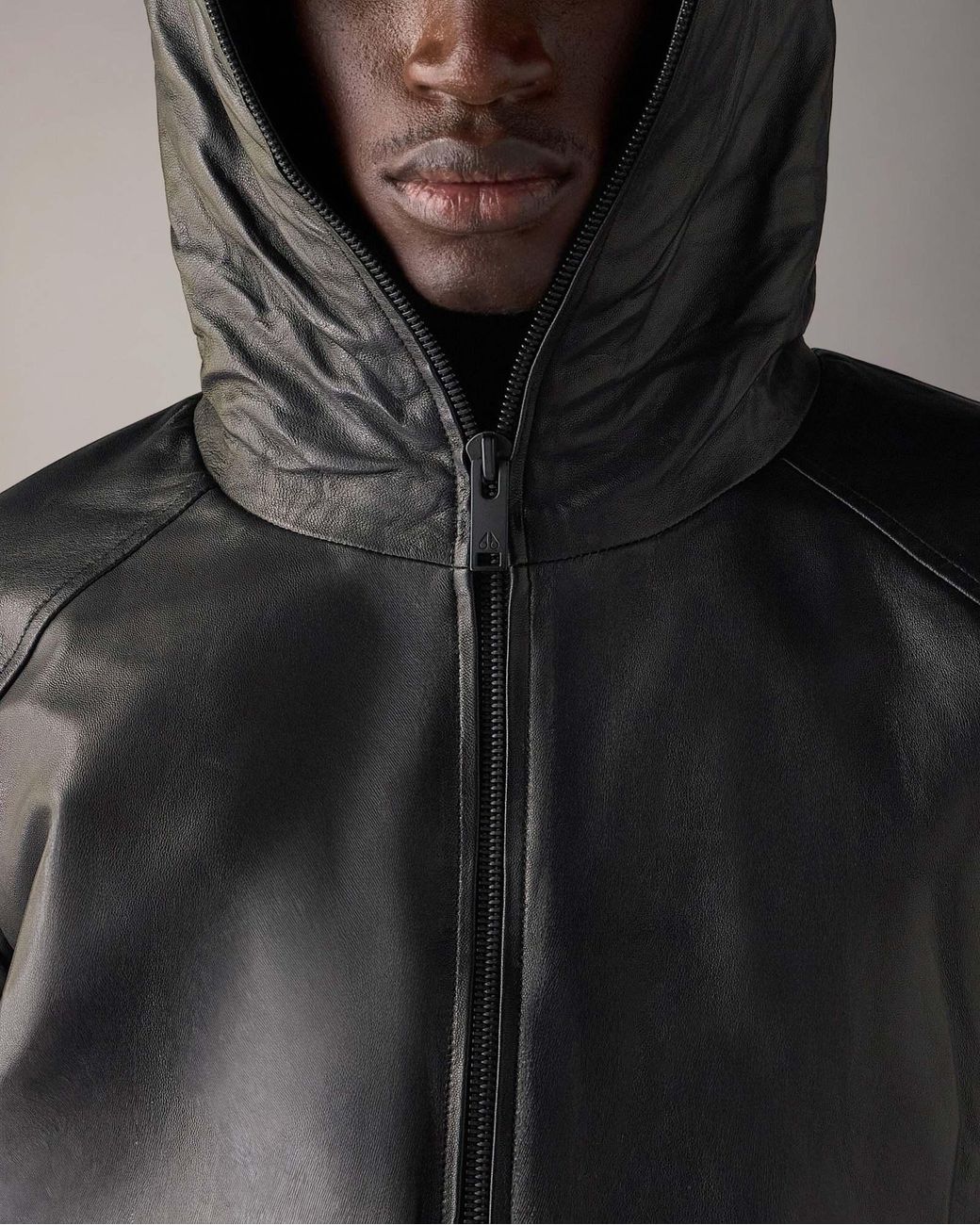 Moose Knuckles Black Neo Bunny Leather Jacket for men