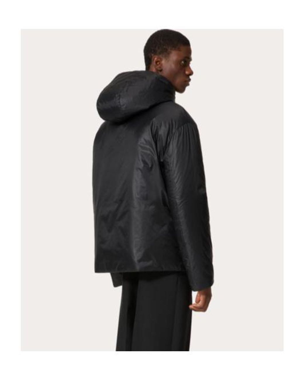 Valentino Black Zip-Up Drawstring Padded Coat for men