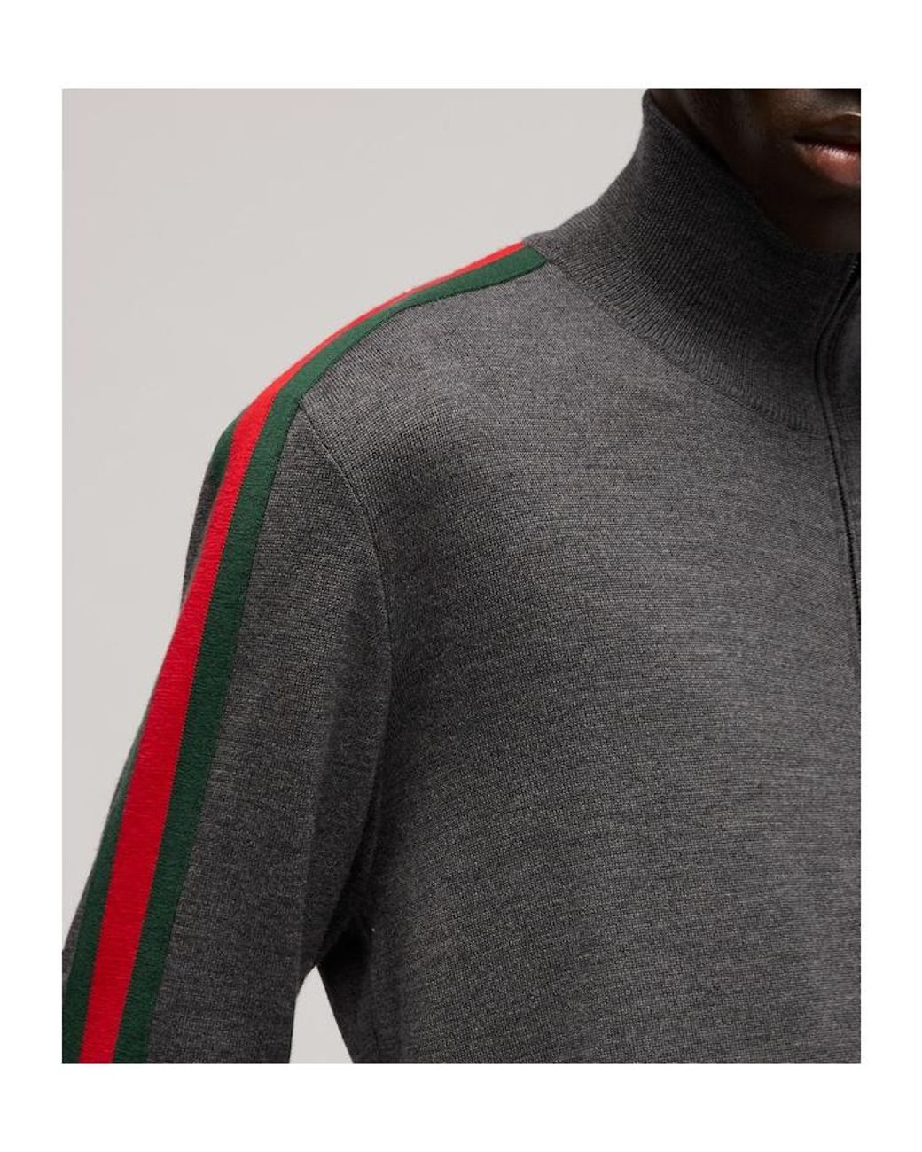Gucci Gray Fine Wool Zip Jacket With Web for men
