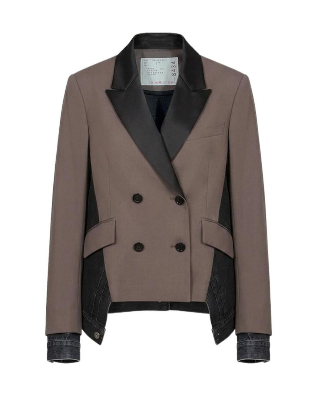 Sacai Brown Double-Breasted Suit Jacket