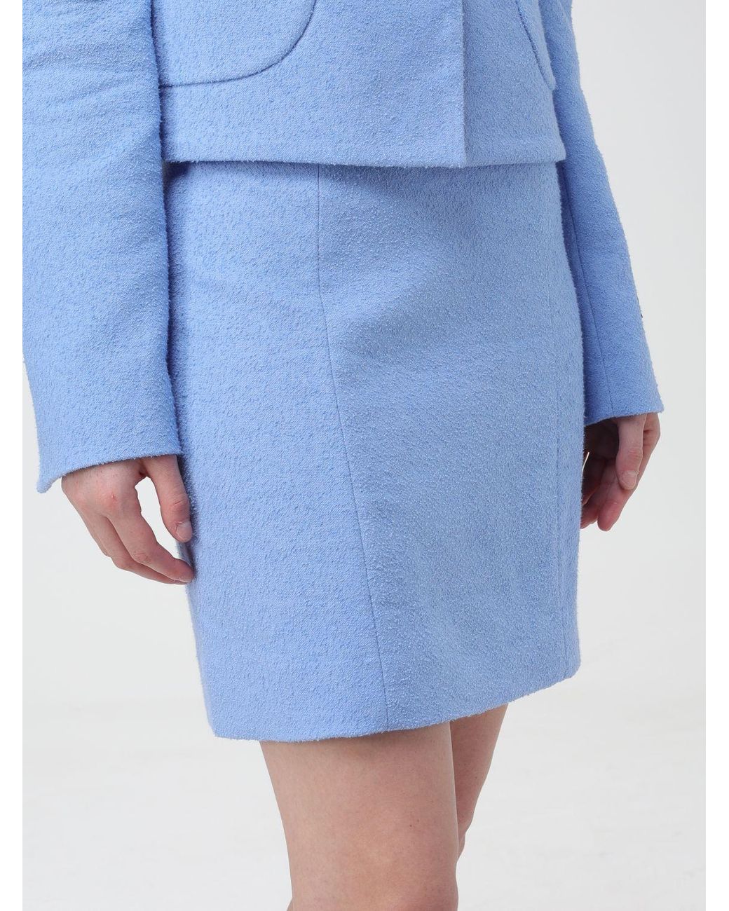 Patou Blue High-Waisted Zipped Mini Skirt