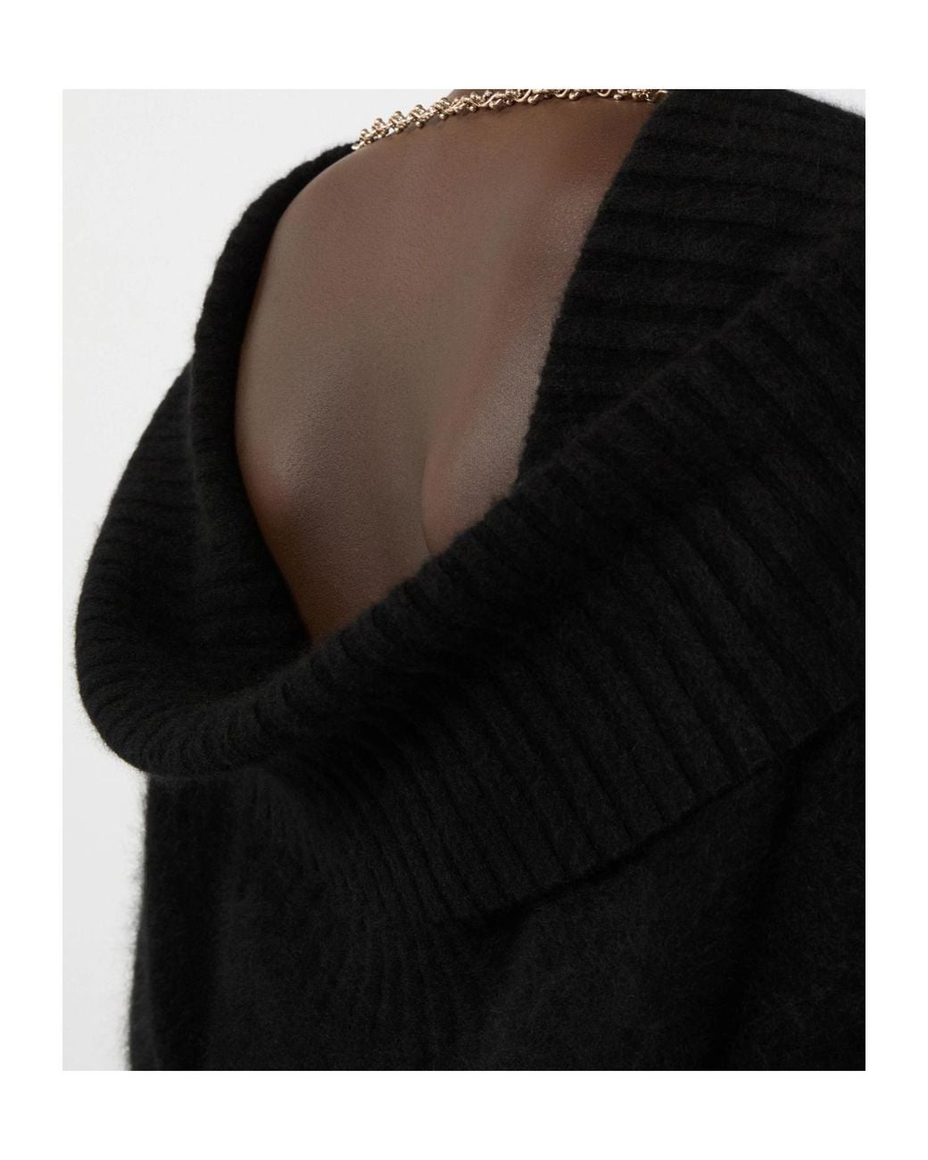 Sportmax Black Brushed Wool Sweater With A Low-Cut Back