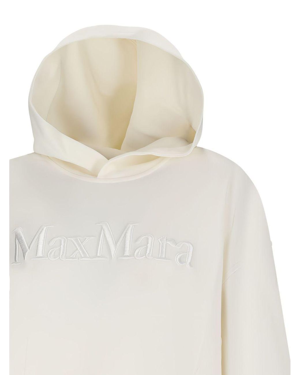 Max Mara White Visiera Logo Embroidered Hoodie