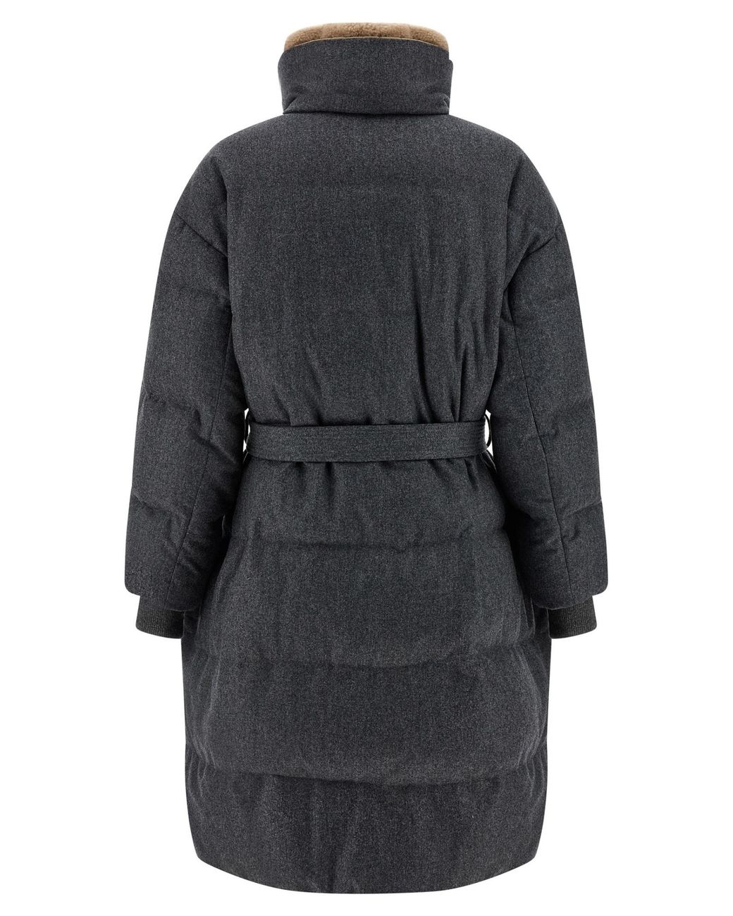 Brunello Cucinelli Shearling Neck Down Jacket Puffer Jackets Gray