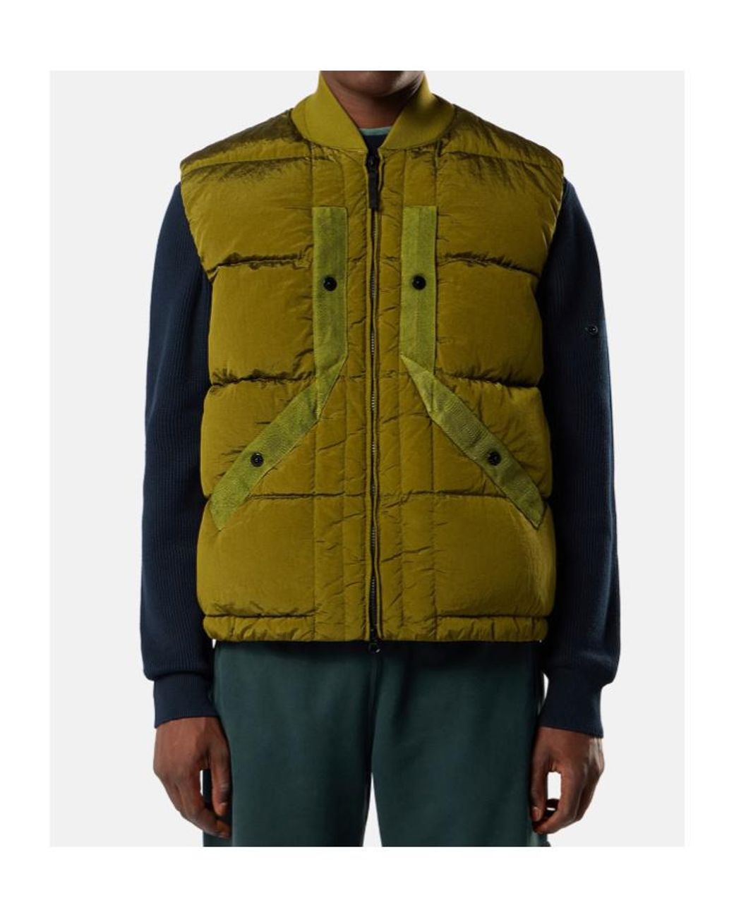 Stone Island Green Zipped Quilted Vest for men