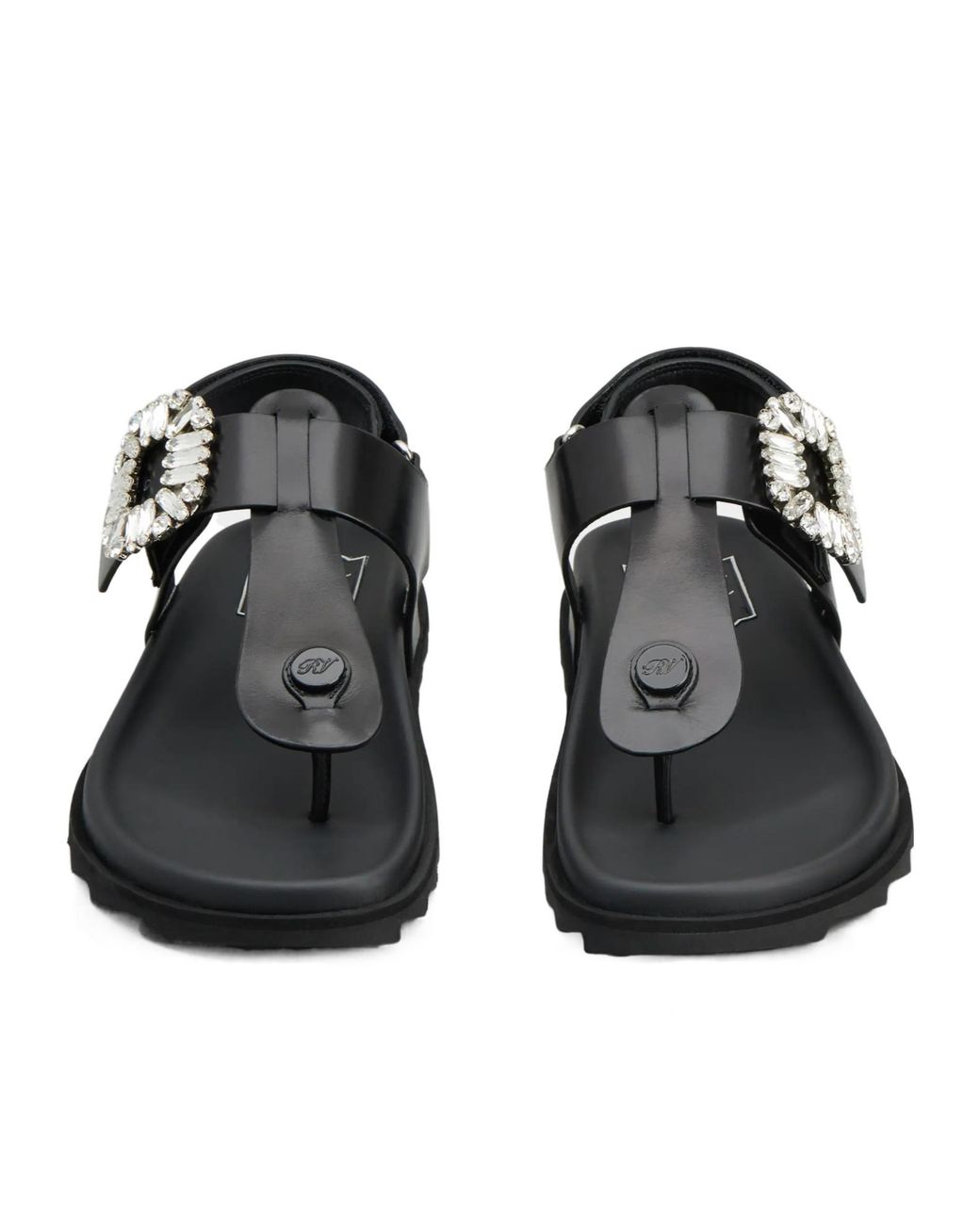 Roger Vivier Black Slidy Viv' Thong Sandals