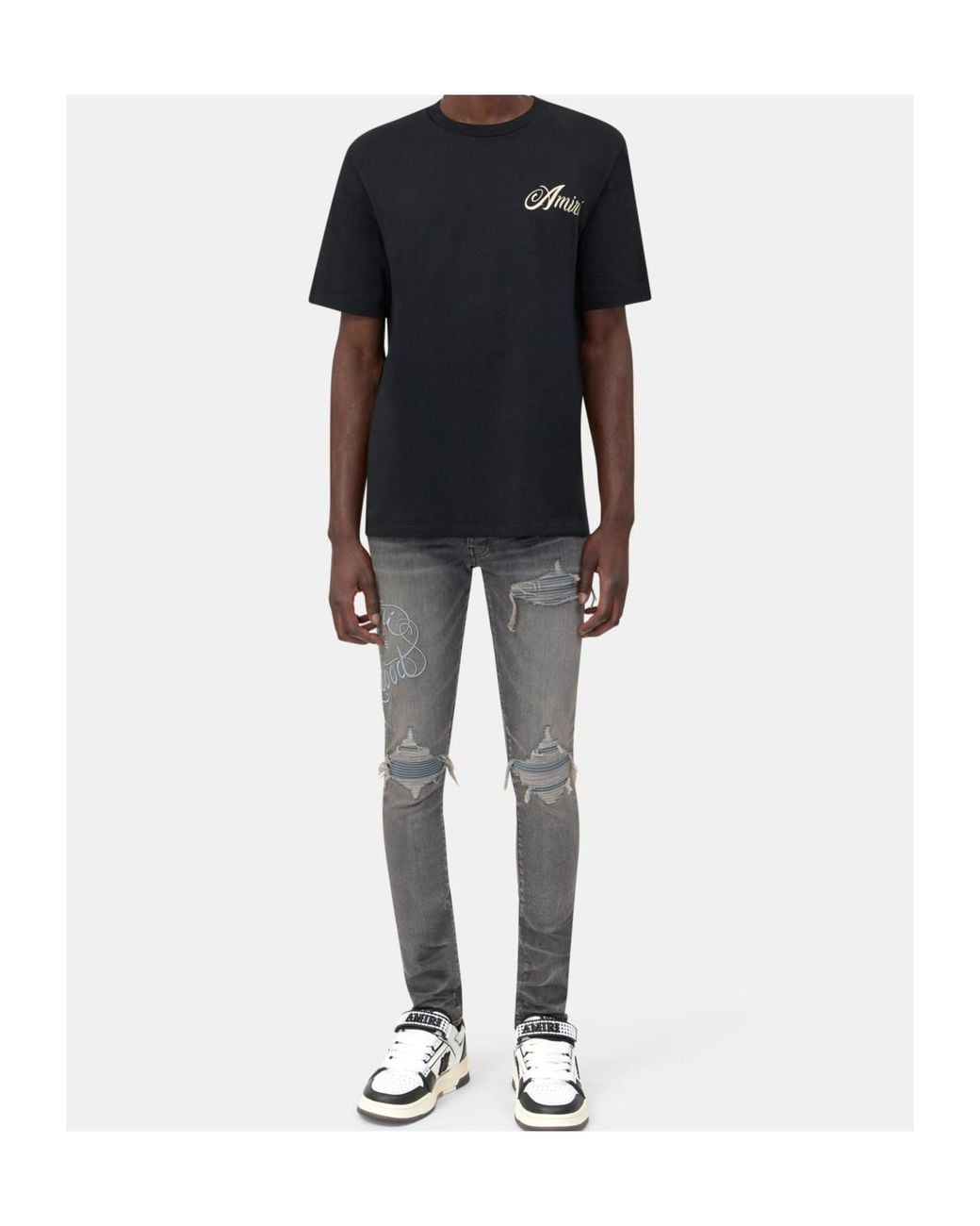 Amiri Gray Hollywood Mx1 Distressed Jeans for men