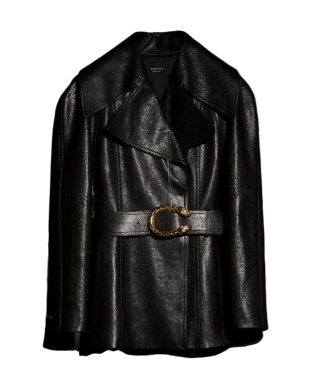 Gucci Black Collared Belted Trench Coat