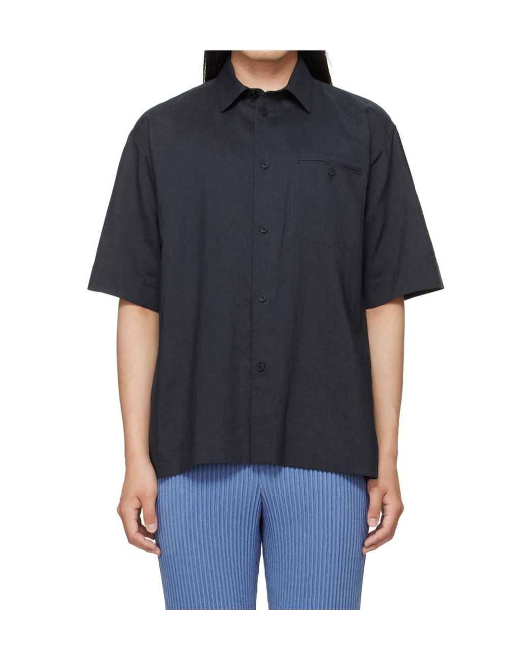 Homme Plissé Issey Miyake Gray Short-Sleeved Shirt for men