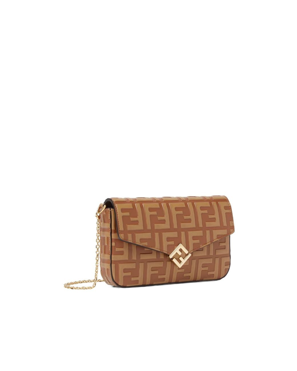 Fendi Brown Ff Diamonds Chain-Linked Wallet