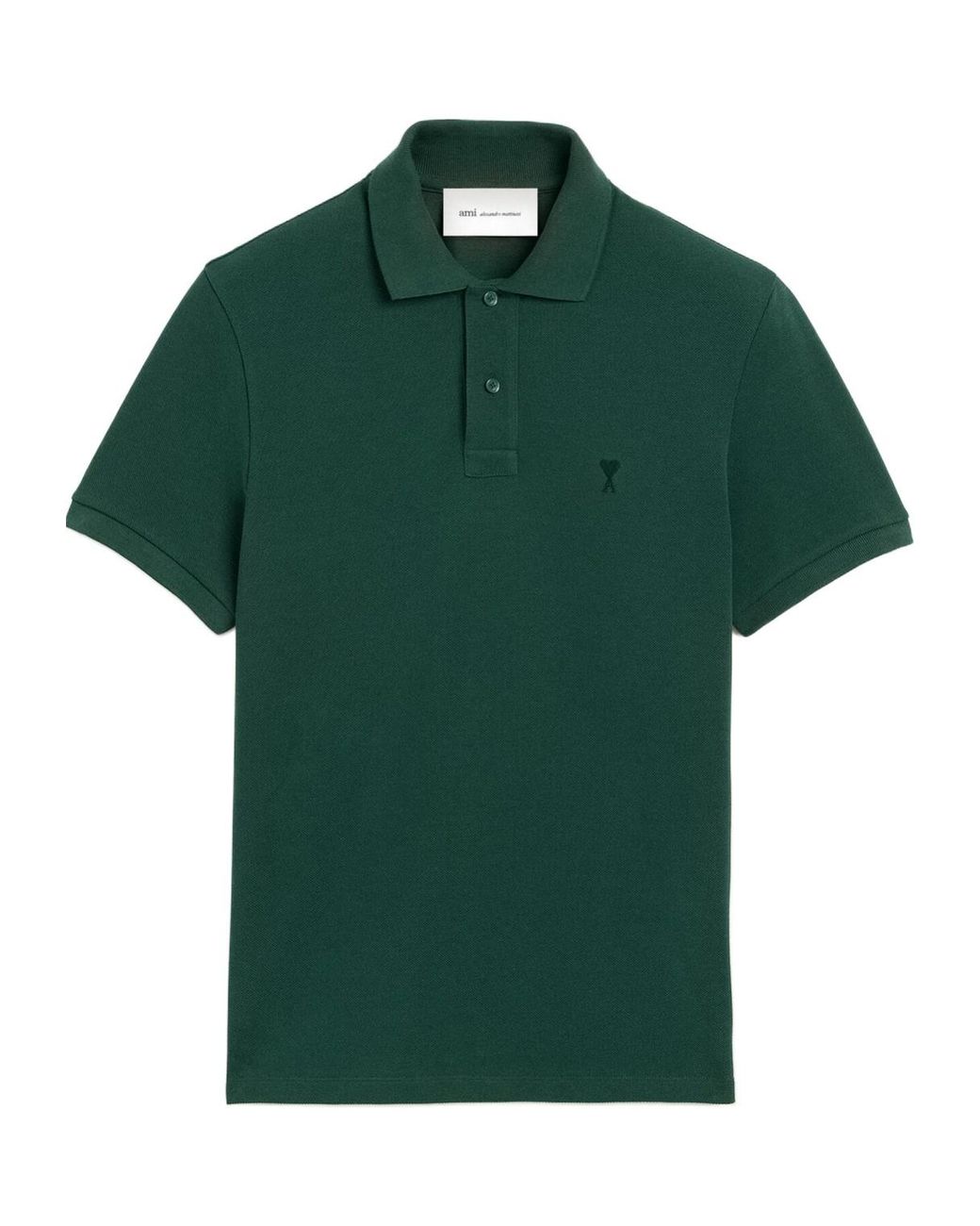 AMI Green Short-Sleeved Polo Shirt for men