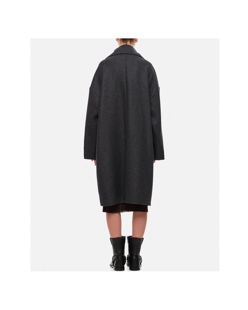 Plan C Black Felted Drop Shoulder Coat