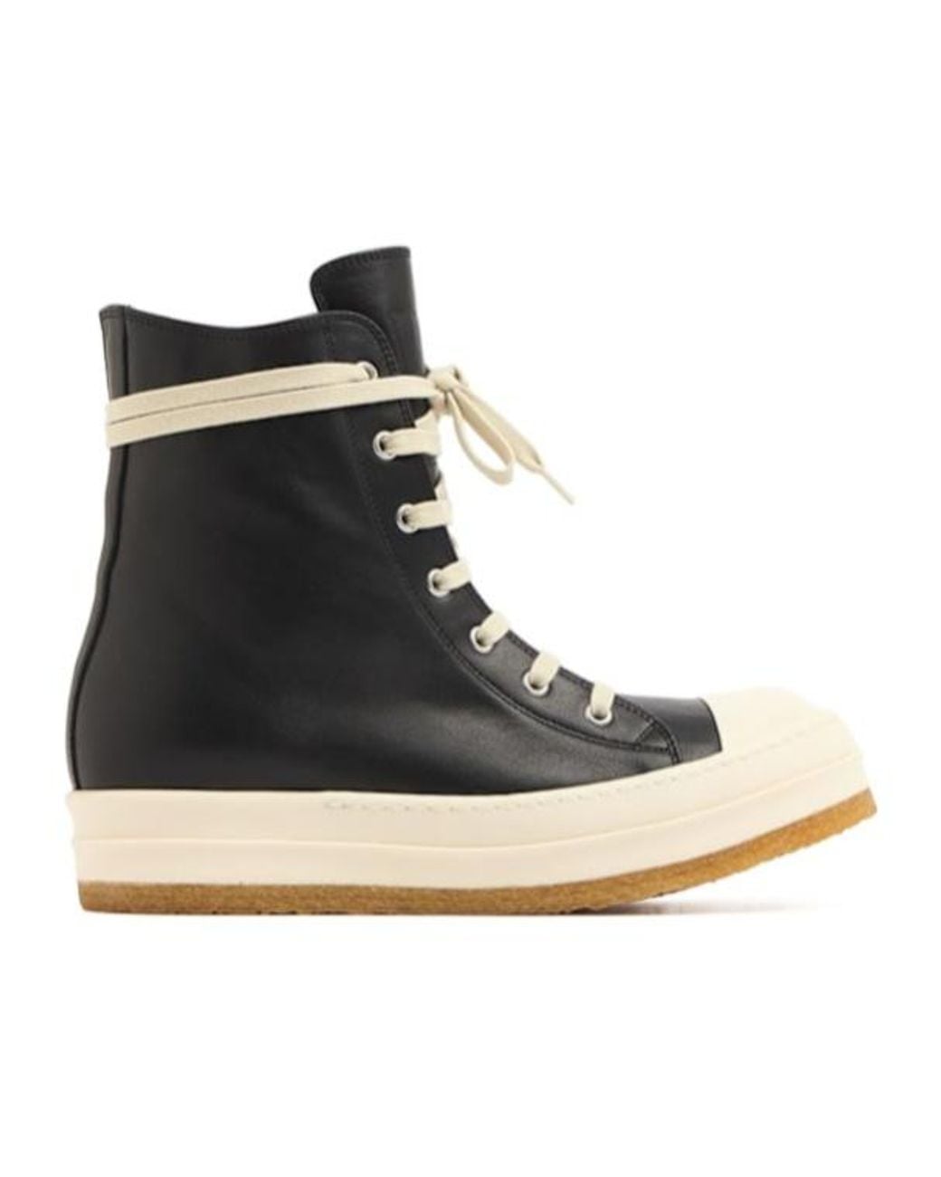 Rick Owens Black 20Mm Creep Leather Sneakers