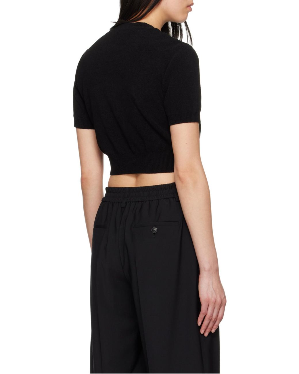 Alexander Wang Black Logo Embossed Ribbed Jumper