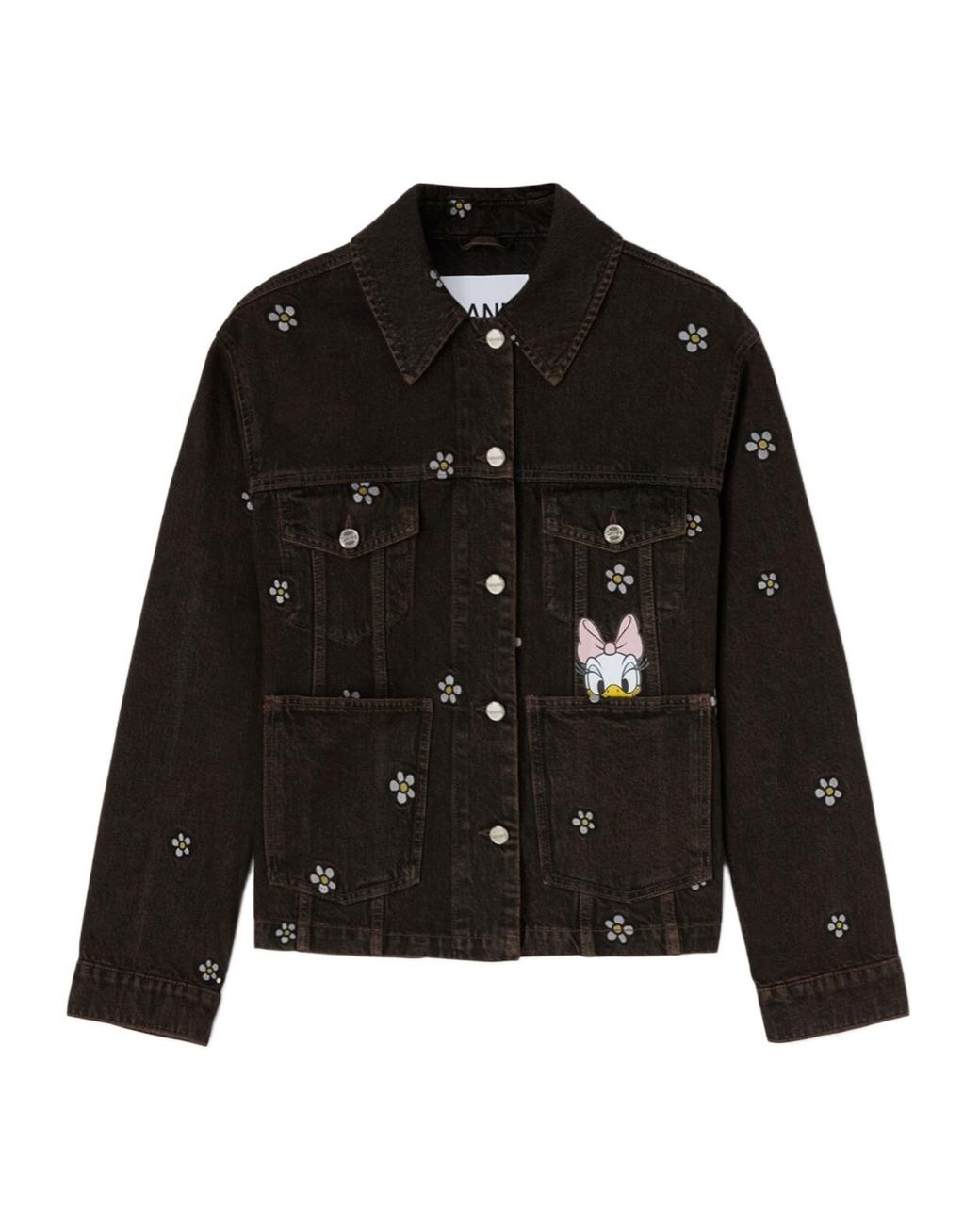 Ganni Black Daisy Duck Denim Oversized Jacket