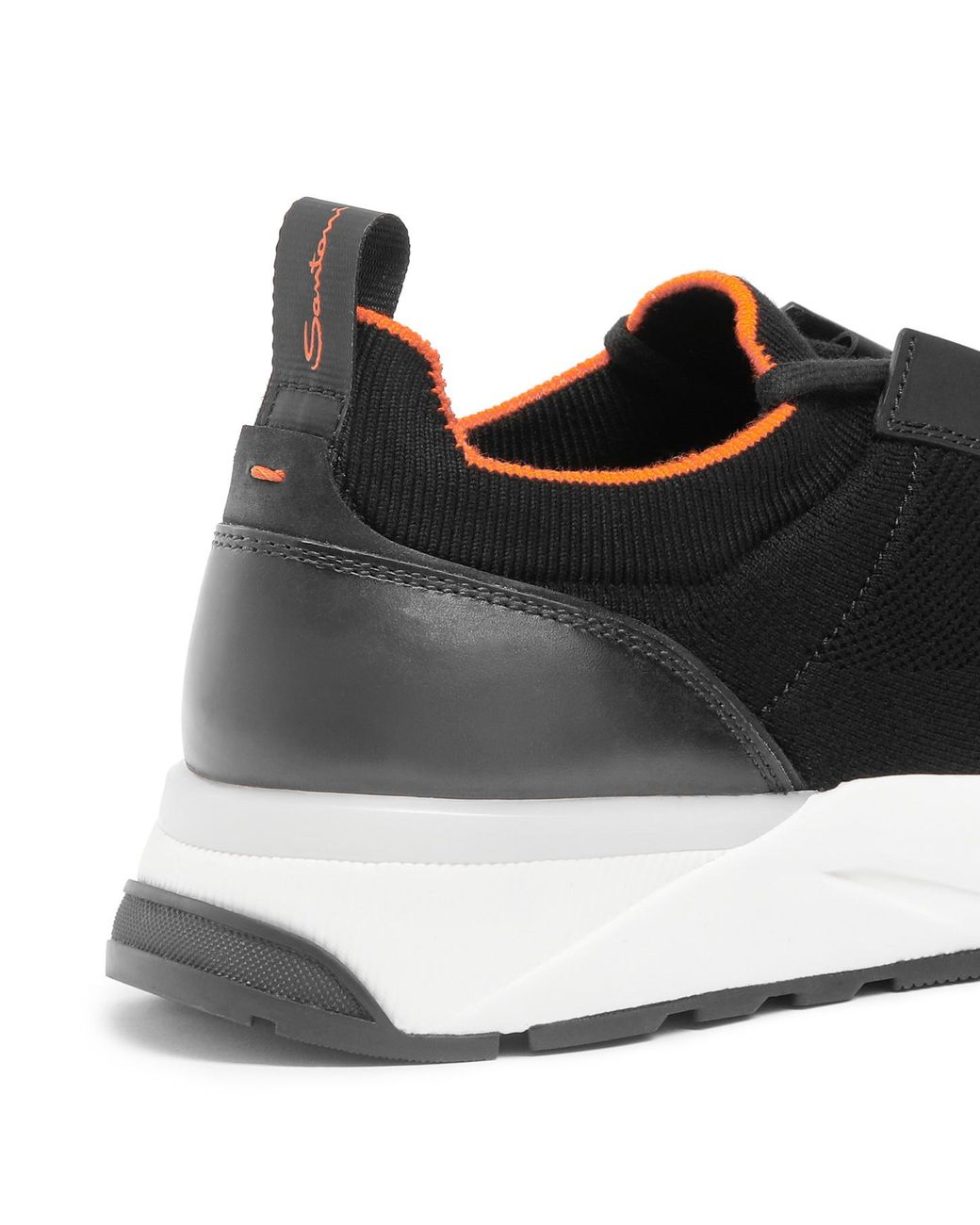 Santoni Black Knitted Panelled Sneakers for men
