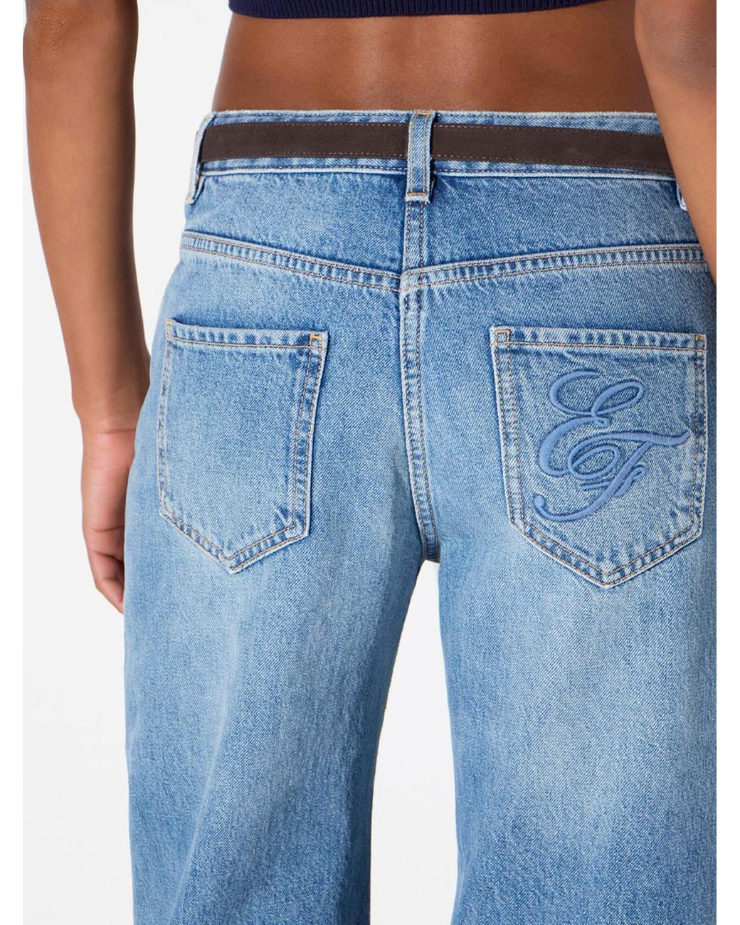 Elisabetta Franchi Blue Belt Logo Jeans